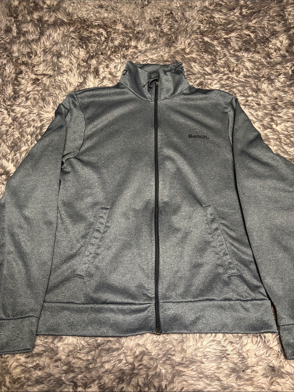 Bench Men's Charcoal Gray Full-Zip Windbreaker Jacket